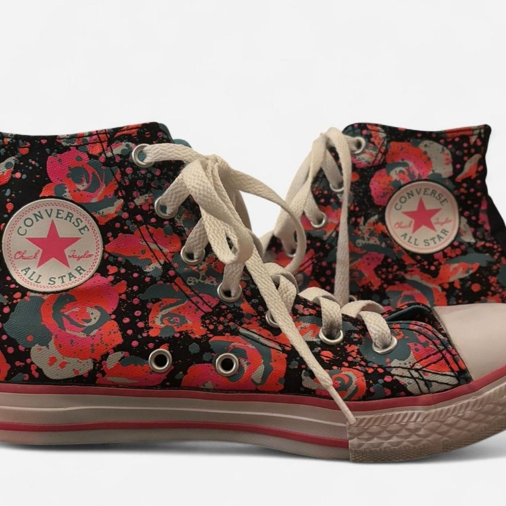 Converse Women's High-Top Sneakers - Black and Pink Floral